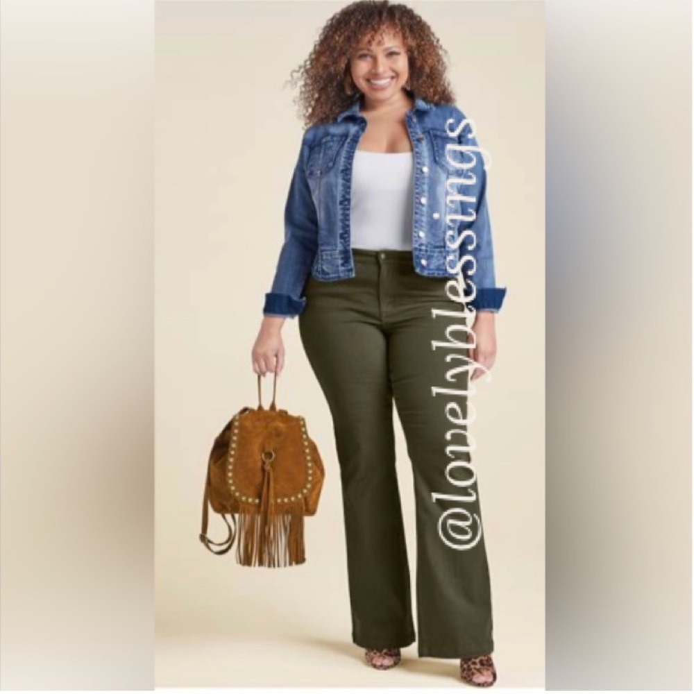 Olive Jeans Womens Plus Size 18W Khaki Olive Green